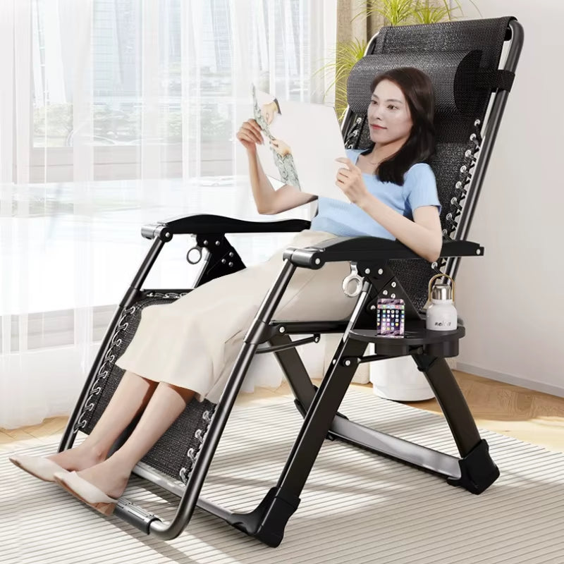 ‌Foldable Recliner Chair, Adjustable Office Nap Bed, Portable Lounger for Balcony, Breathable Lazy Sofa