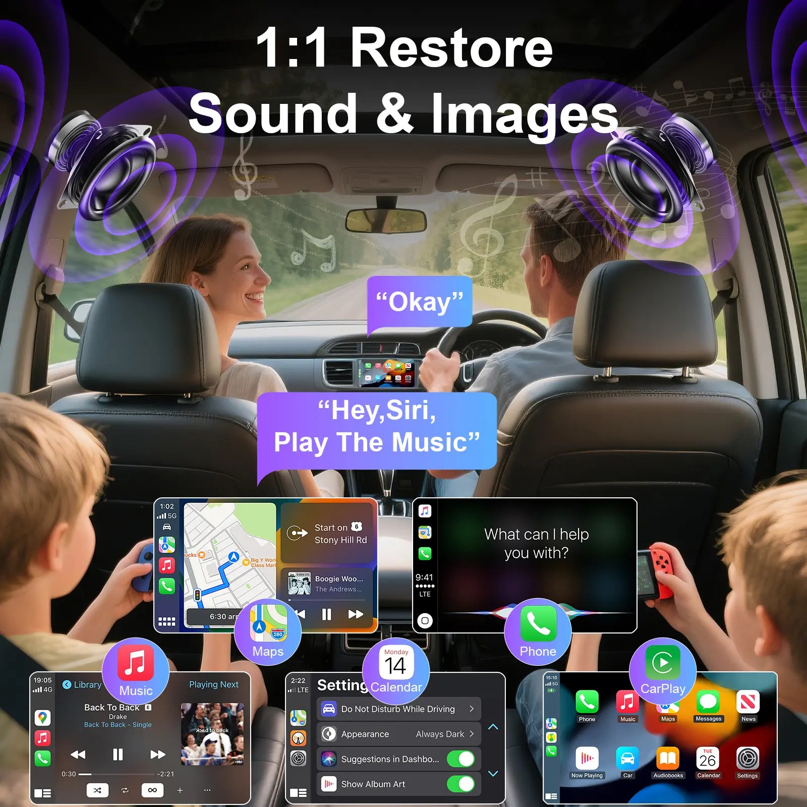 2026 New Wireless Carplay Adapter for Apple Iphone & Android, Plug & Play, Fast Auto-Reconnect
