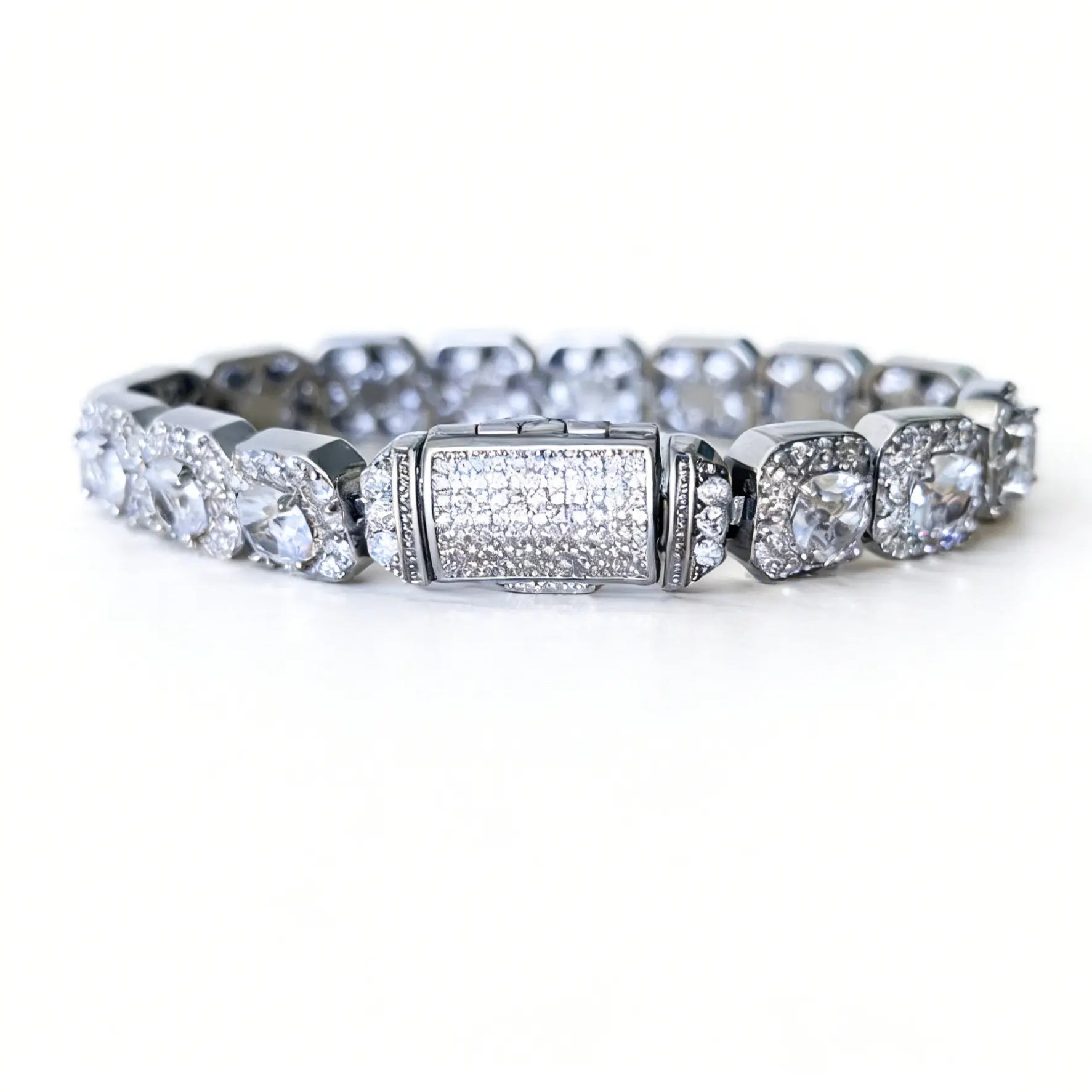 Iced Out round Cut Sparkling Bling Tennis Chain Statement Necklace for Rapper Men Women Cuban Link Design Modern Versatile Accessories