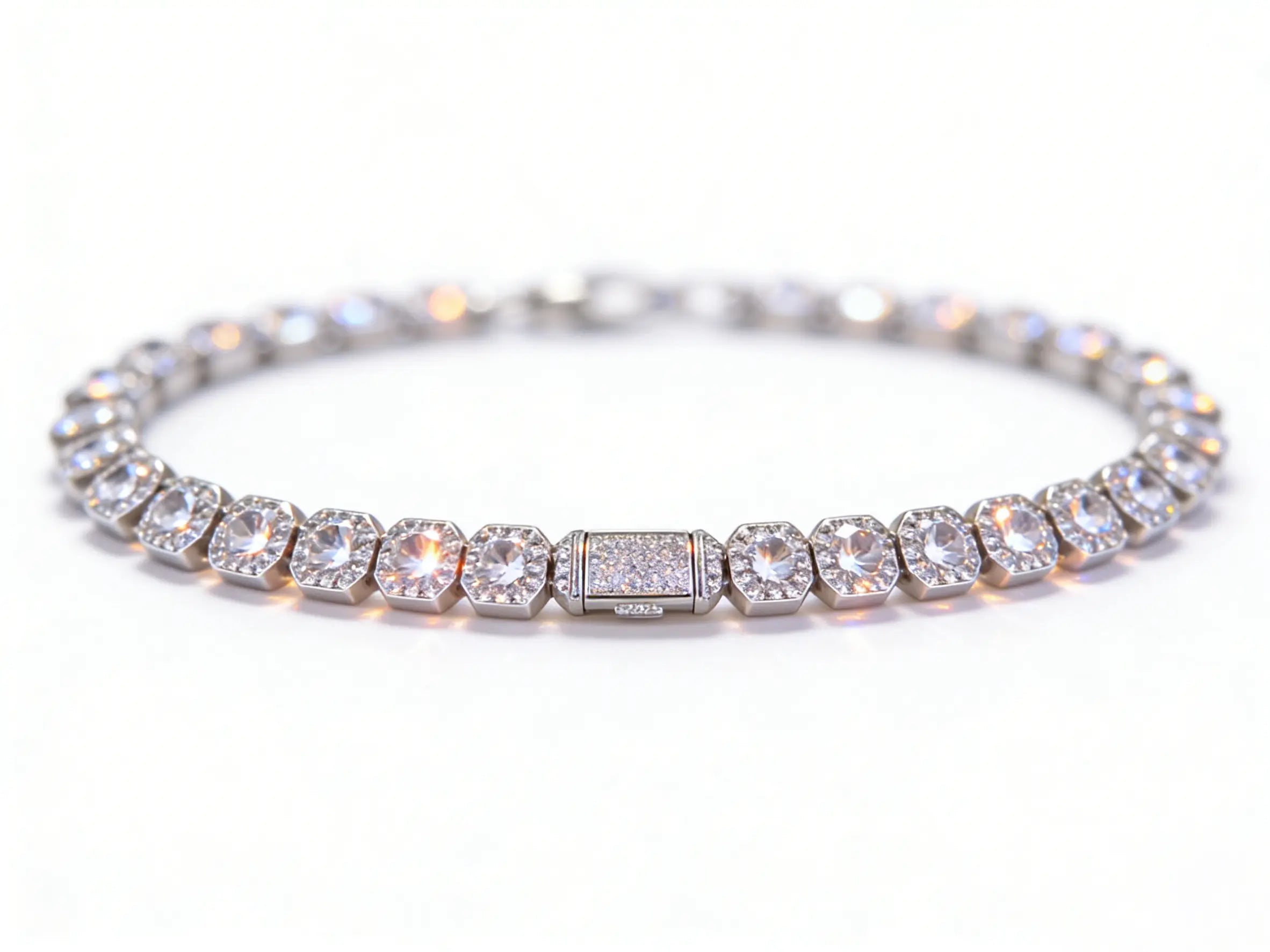 Iced Out round Cut Sparkling Bling Tennis Chain Statement Necklace for Rapper Men Women Cuban Link Design Modern Versatile Accessories