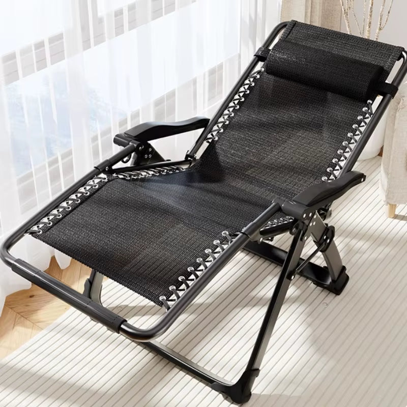 ‌Foldable Recliner Chair, Adjustable Office Nap Bed, Portable Lounger for Balcony, Breathable Lazy Sofa