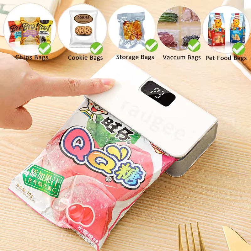 Plastic Bags Sealer Mini Sealing Machine Portable Handheld Mini Heat Bag Sealer USB Rechargeable Food Packaging Sealing Machine