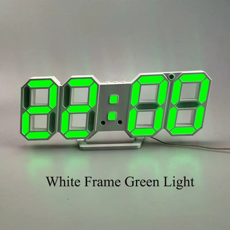 3D LED Wall Clock Modern Design Digital Table Clock Alarm Nightlight Saat Reloj De Pared Watch for Home Living Room Decoration