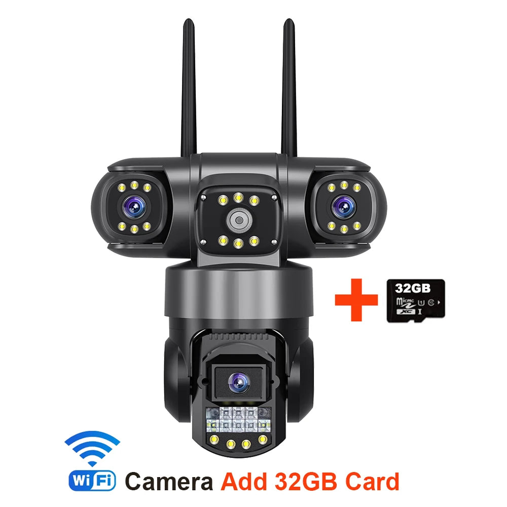 Cámara IP WiFi V380 Pro para exteriores, 12 MP, 6K, triple lente, triple pantalla, monitor de video de seguridad, visión nocturna, resistente al agua, CCTV.