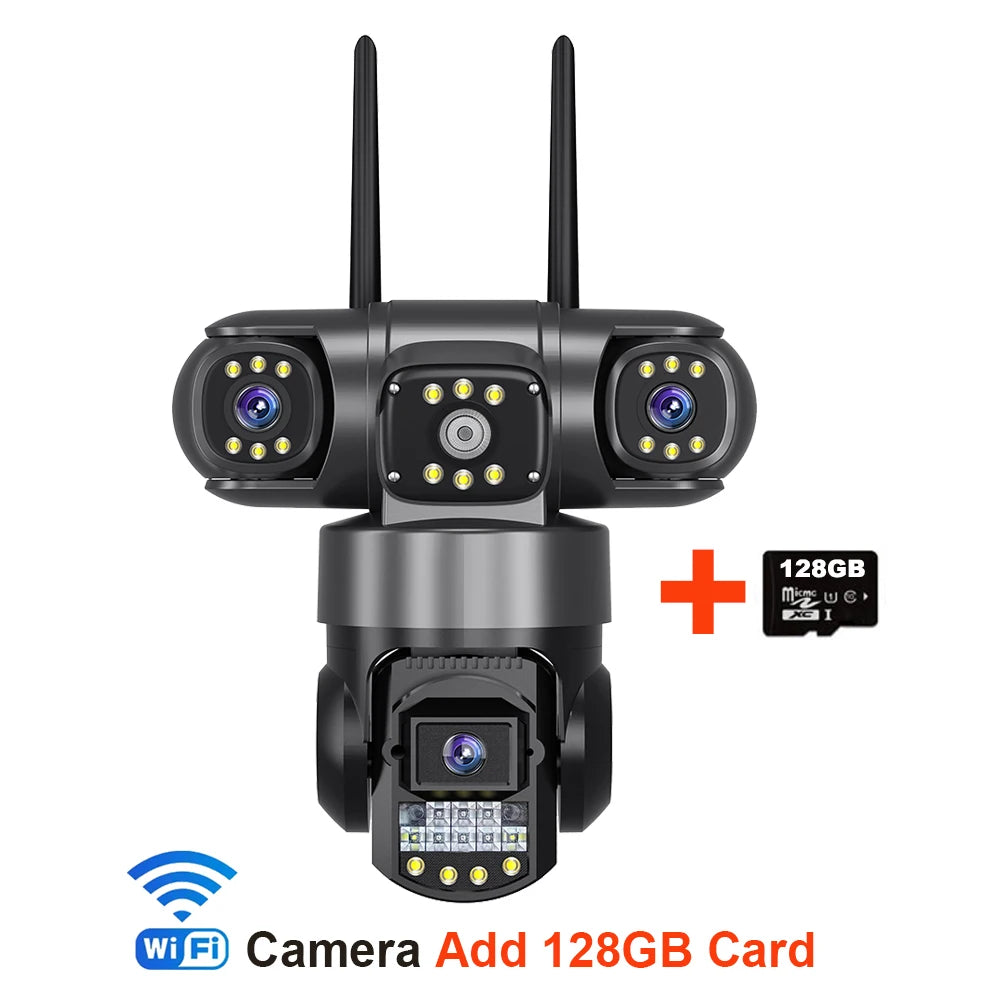 Cámara IP WiFi V380 Pro para exteriores, 12 MP, 6K, triple lente, triple pantalla, monitor de video de seguridad, visión nocturna, resistente al agua, CCTV.