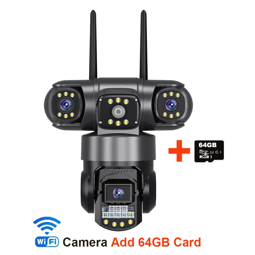 Cámara IP WiFi V380 Pro para exteriores, 12 MP, 6K, triple lente, triple pantalla, monitor de video de seguridad, visión nocturna, resistente al agua, CCTV.