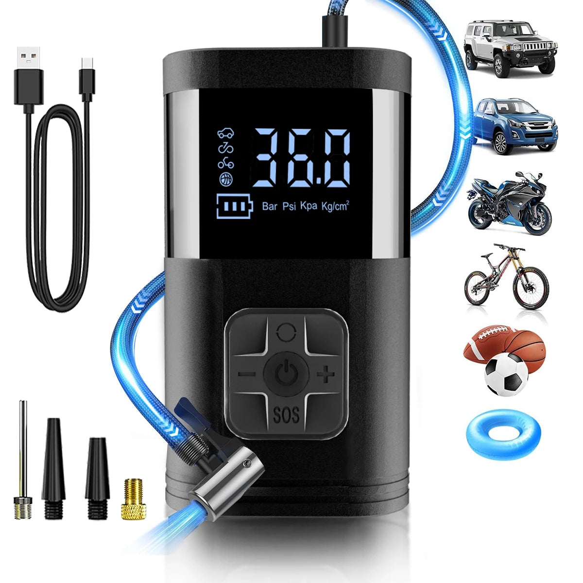 150 PSI Air Pump for Car Tires, Cordless Tire Inflator Portable Air Compressor, Digital Tire Pressure Tire Pump with LED Light
