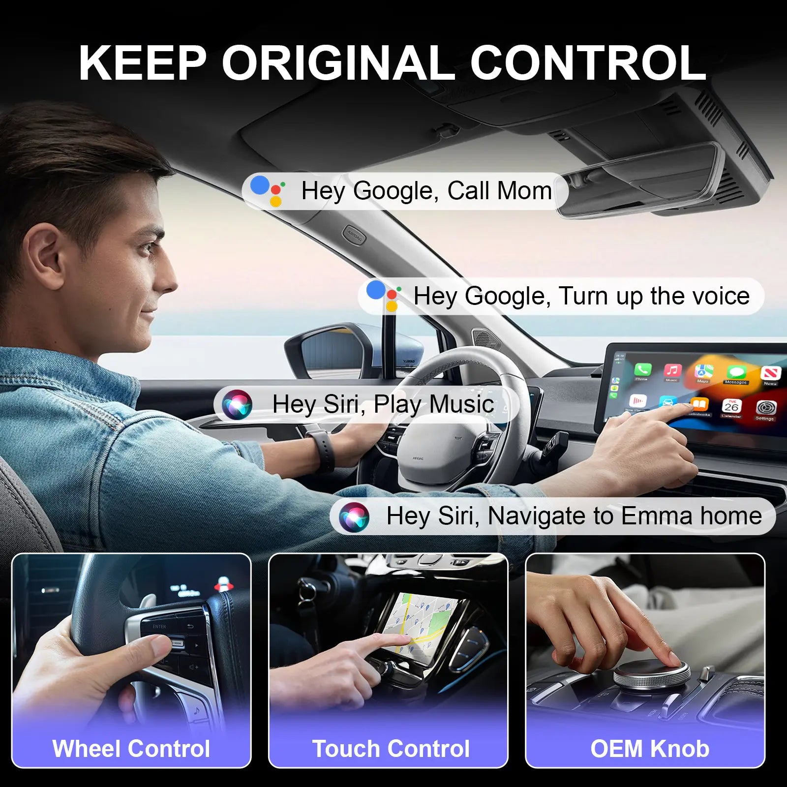 2026 New Wireless Carplay Adapter for Apple Iphone & Android, Plug & Play, Fast Auto-Reconnect