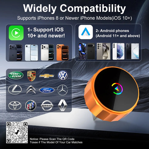2026 New Wireless Carplay Adapter for Apple Iphone & Android, Plug & Play, Fast Auto-Reconnect
