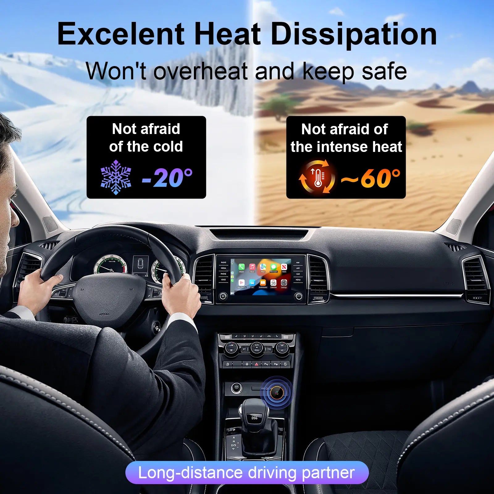 2026 New Wireless Carplay Adapter for Apple Iphone & Android, Plug & Play, Fast Auto-Reconnect